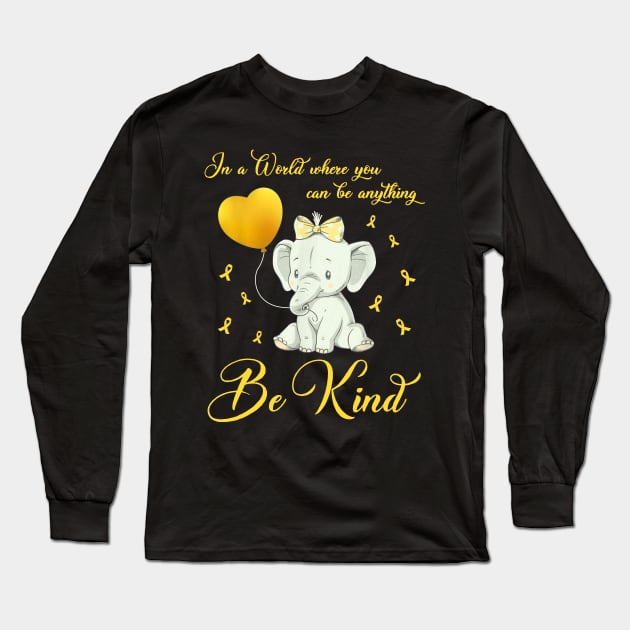 Elephant Childhood Cancer In The World Where You Be Kind Long Sleeve T-Shirt by HomerNewbergereq